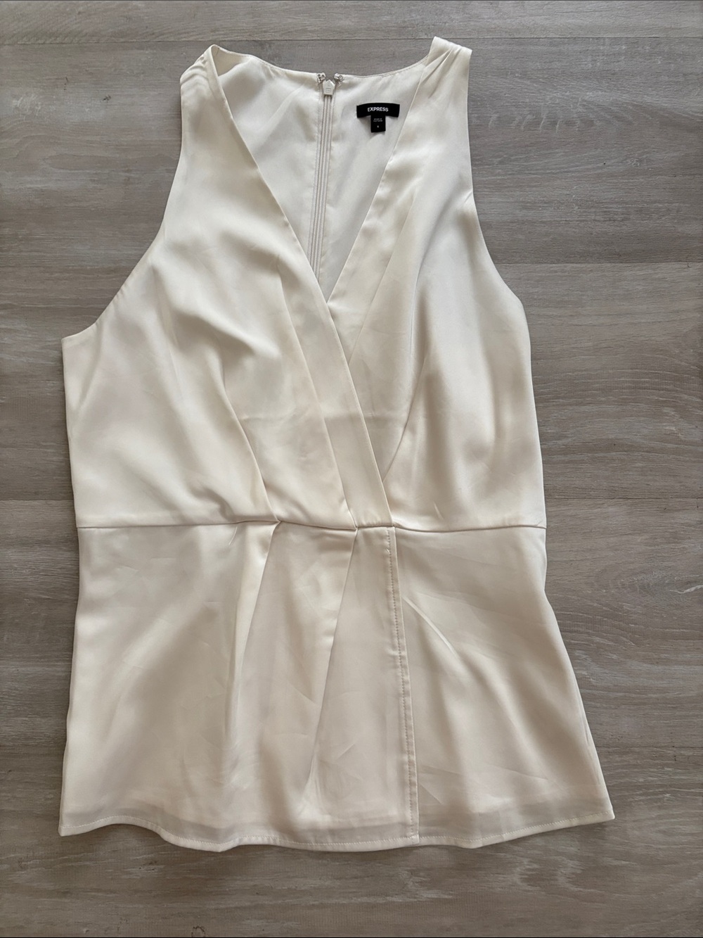 Express Cream Sleeveless Wrap Front Blouse